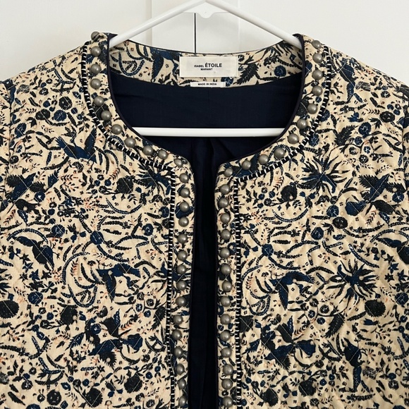 Isabel Marant Etoile Hustin Printed Quilt Jacket with Stud Trim - Picture 4 of 9